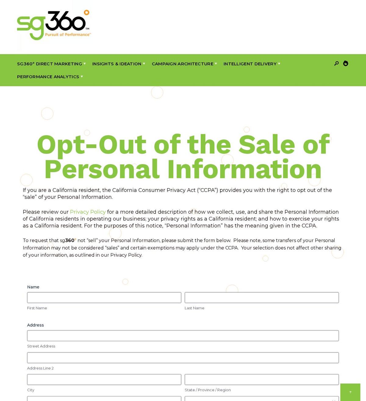SG360's opt-out page, captured 23 Oct 2026