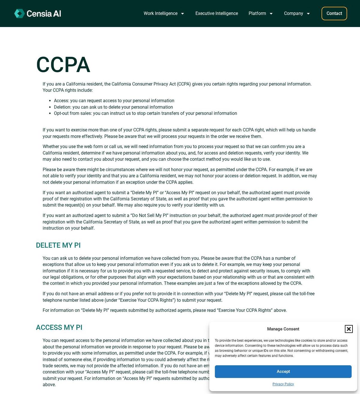 Censia's opt-out page, captured 23 Oct 2026