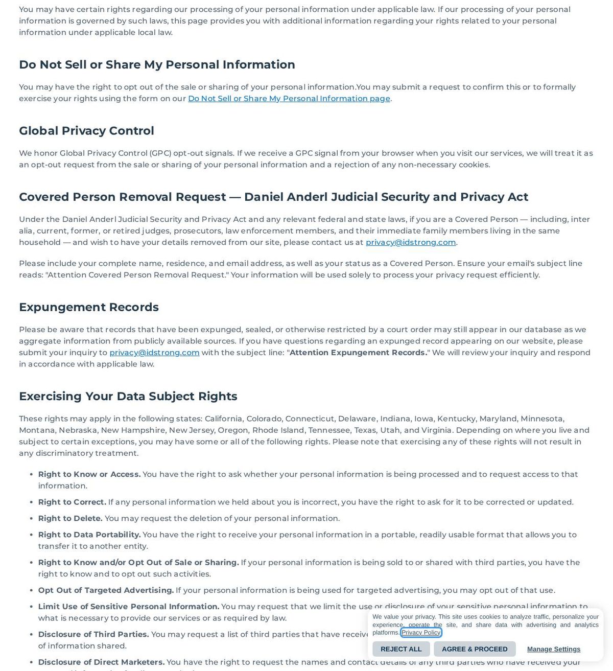 IDStrong's opt-out page, captured 23 Oct 2026