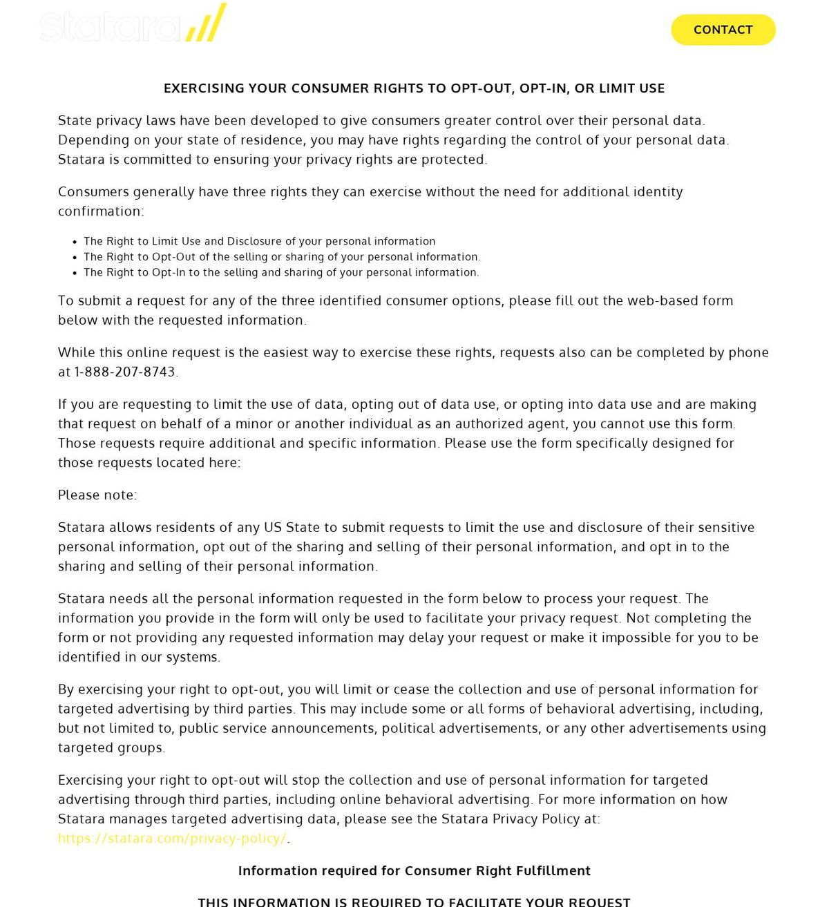Statara's opt-out page, captured 23 Oct 2026