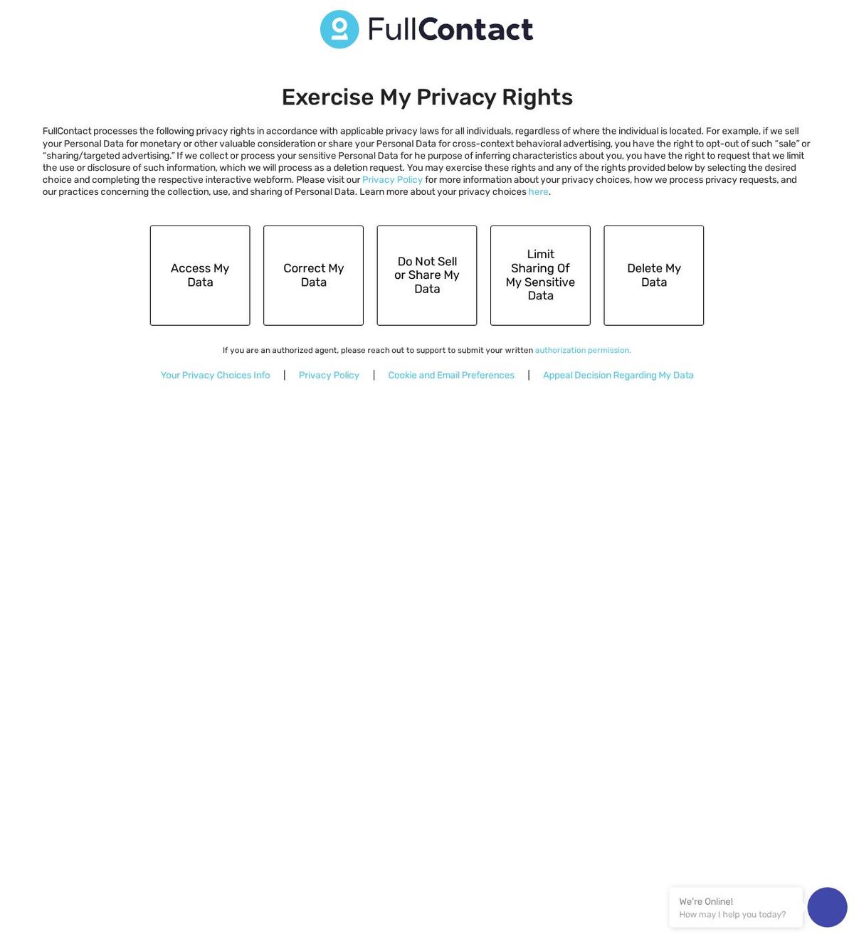 FullContact's opt-out page, captured 23 Oct 2026