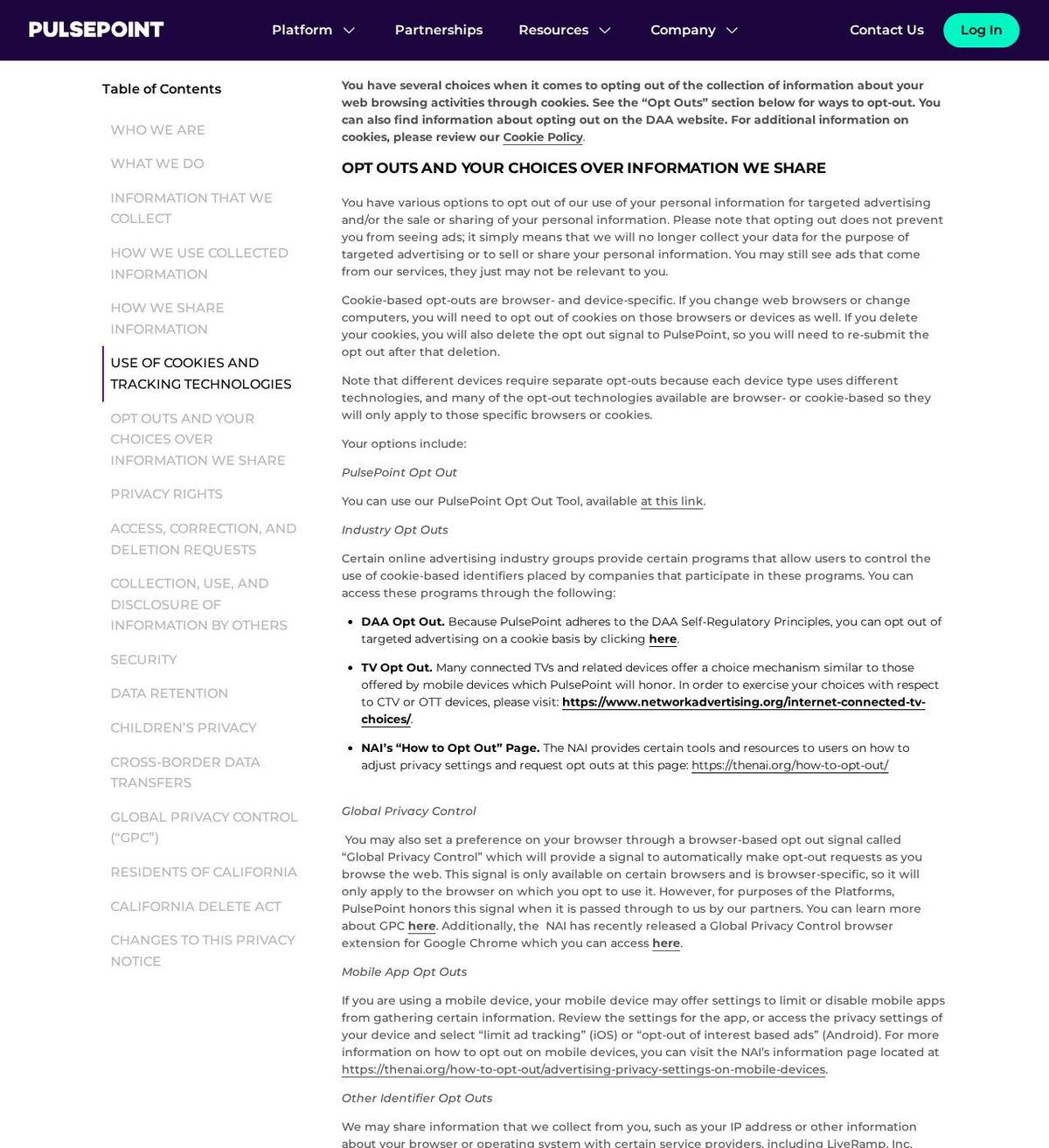 PulsePoint's opt-out page, captured 23 Oct 2026