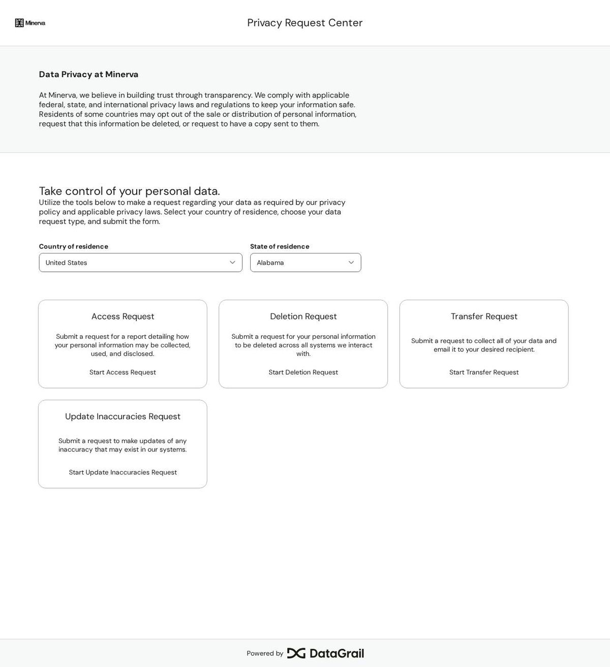 Minerva's opt-out page, captured 23 Oct 2026