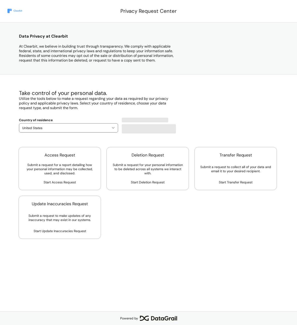 Clearbit's opt-out page, captured 23 Oct 2026