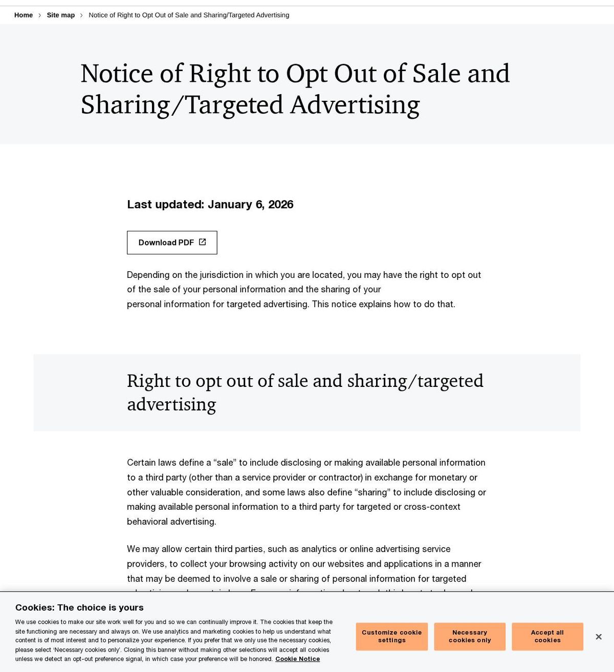 PwC's opt-out page, captured 23 Oct 2026