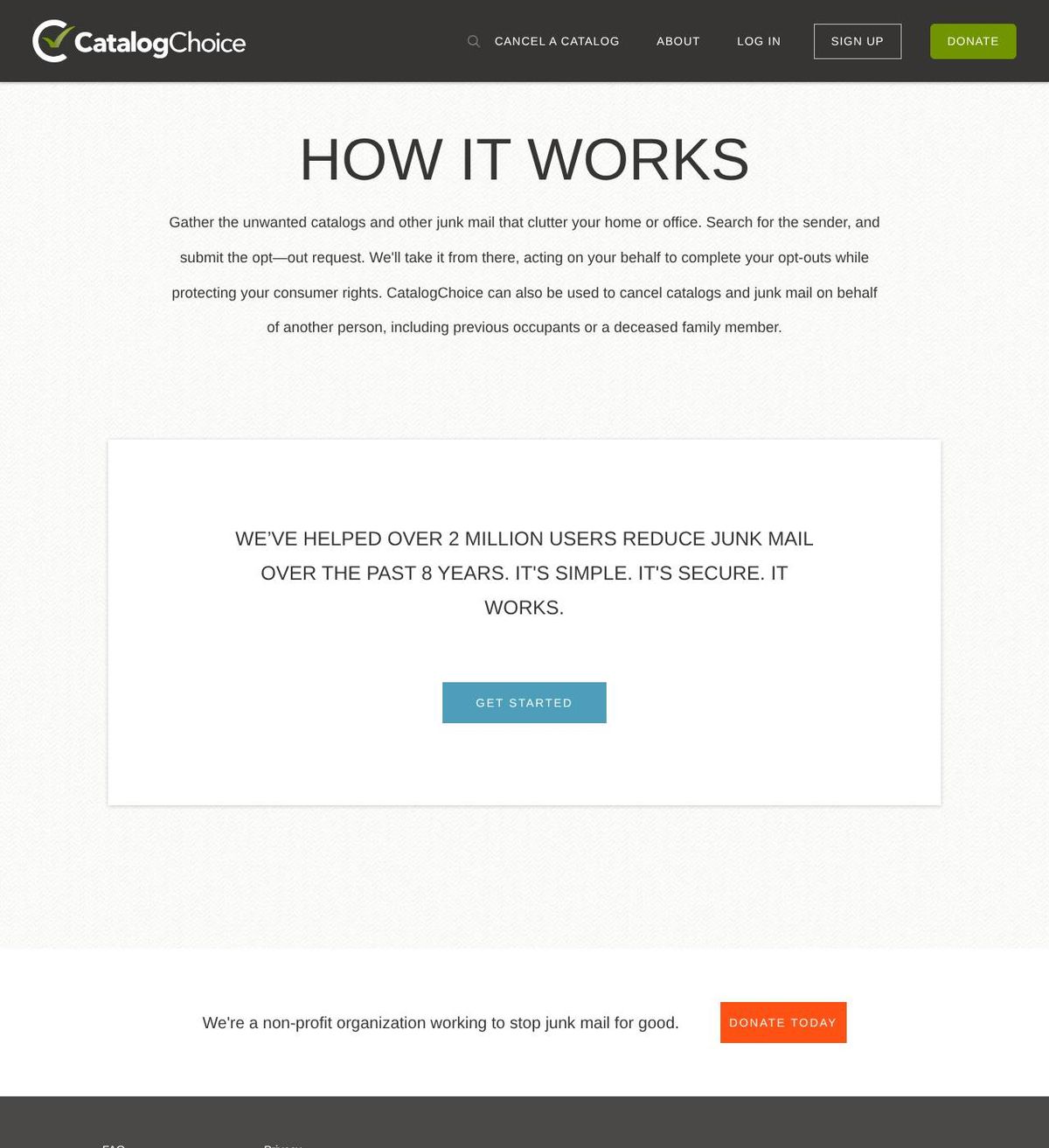 The official help page for how to opt out of catalogs with catalog choice, captured 23 Oct 2026