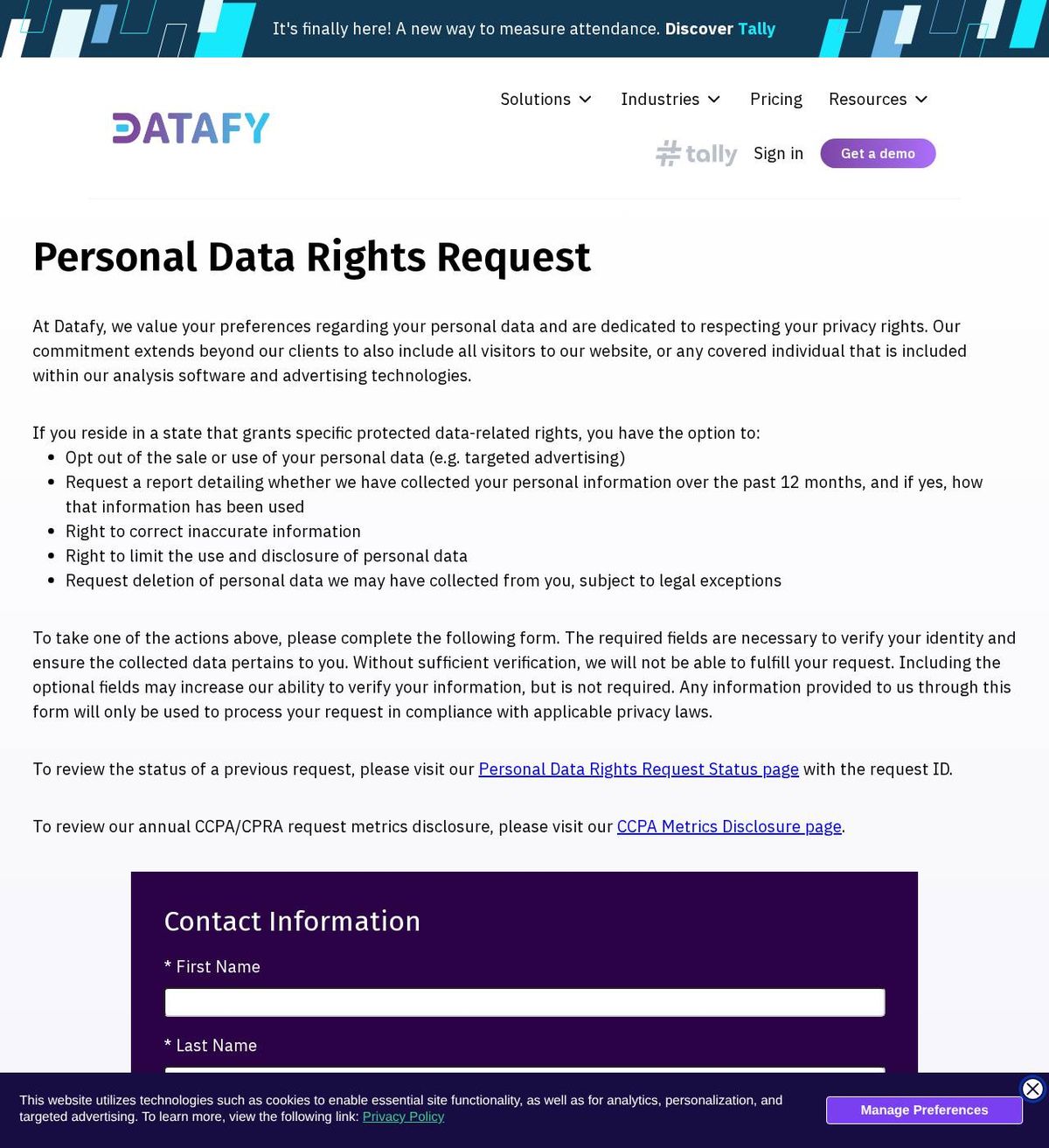 Datafy's opt-out page, captured 23 Oct 2026