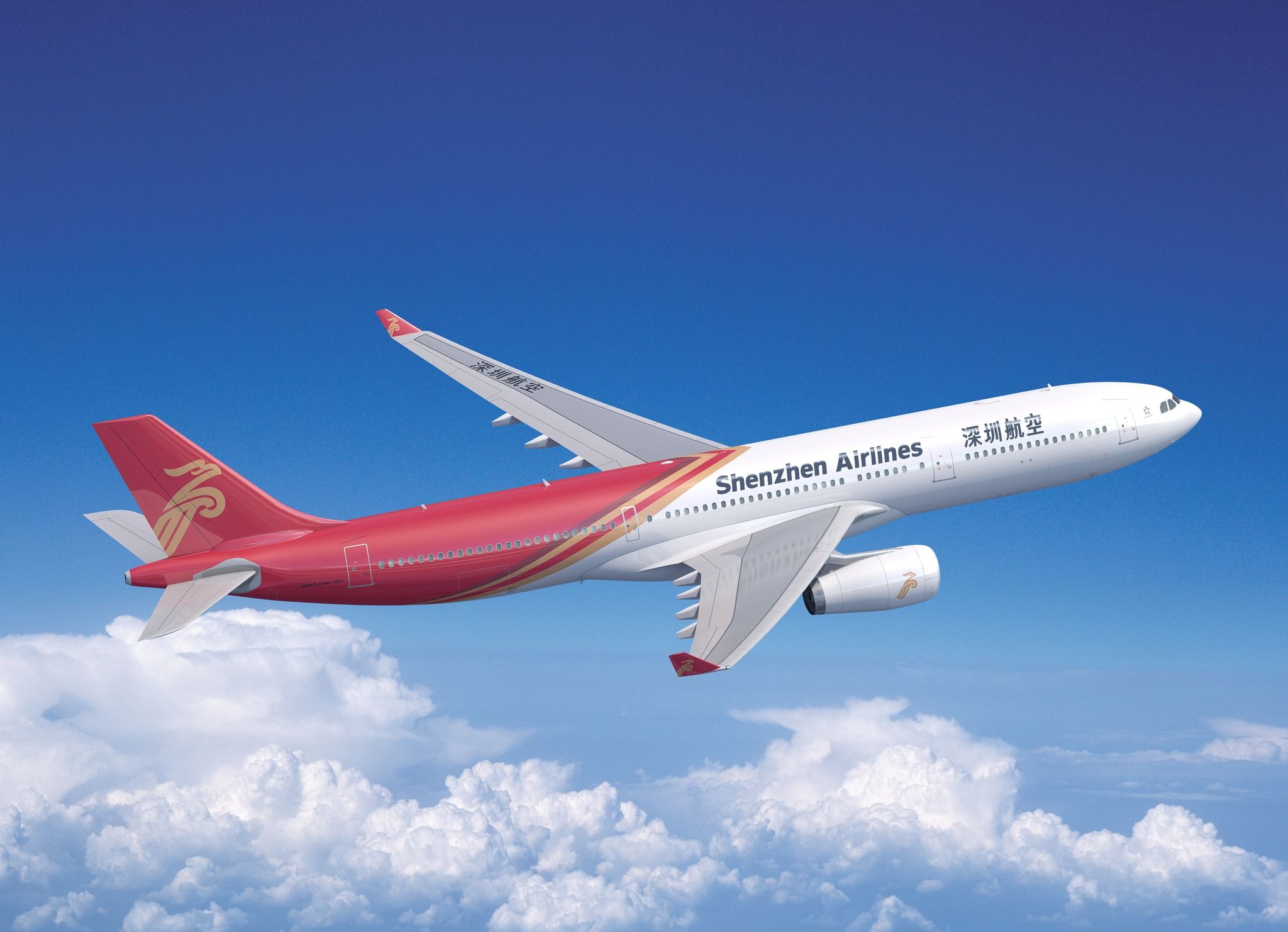 Shenzhen Airlines plane in the sky