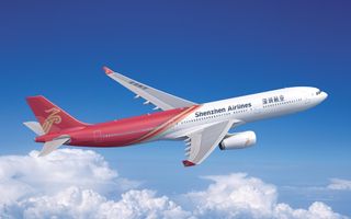 Shenzhen Airlines plane in the sky