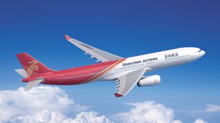 Shenzhen Airlines plane in the sky