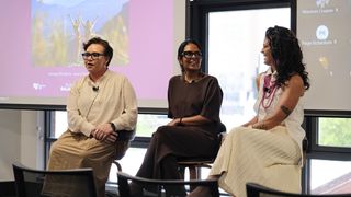 Panel featuring Sharon Winsor, Professor Teela Reid and Jarin Ingram Baigent.