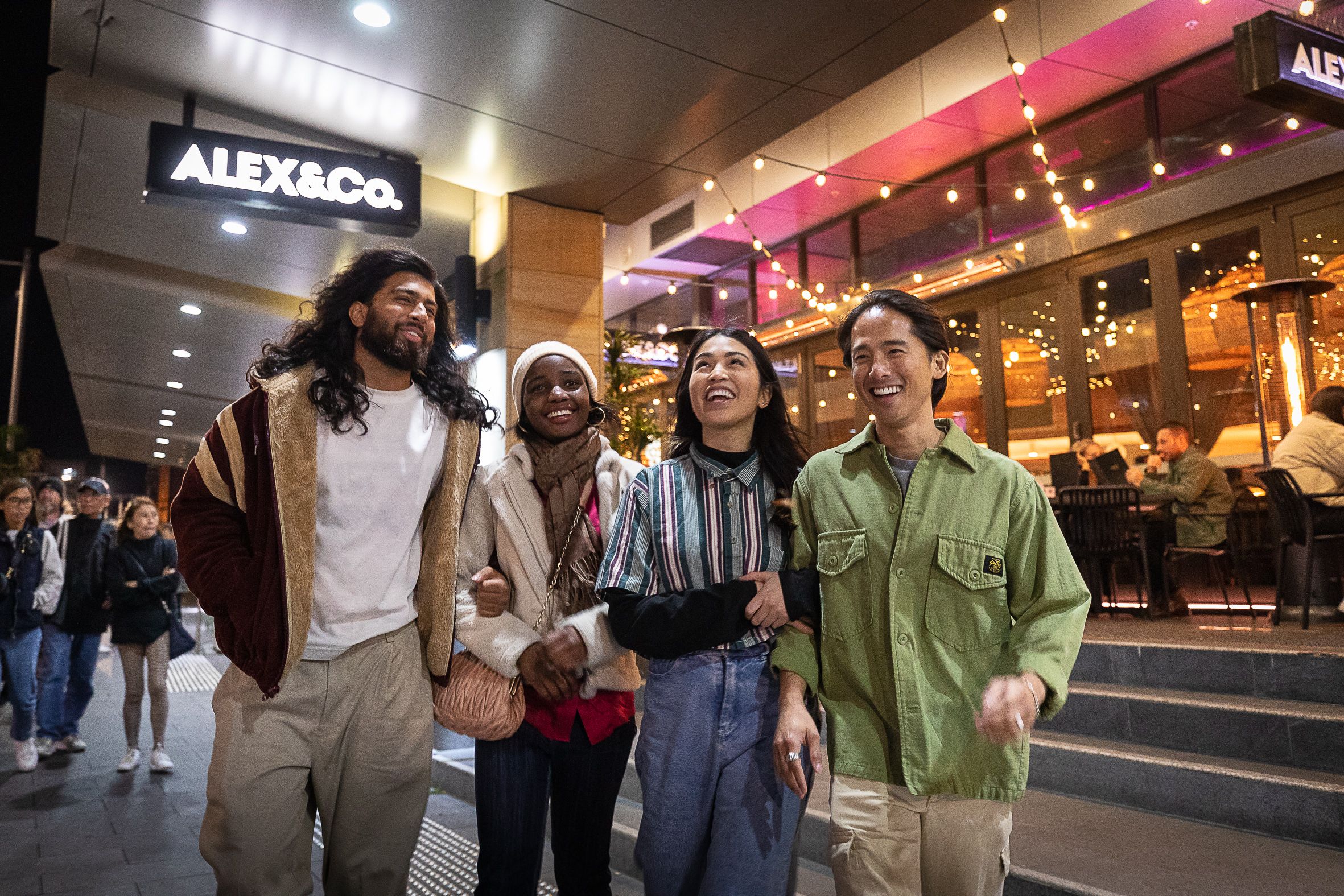 Young people enjoying nighttime economy in Parramatta