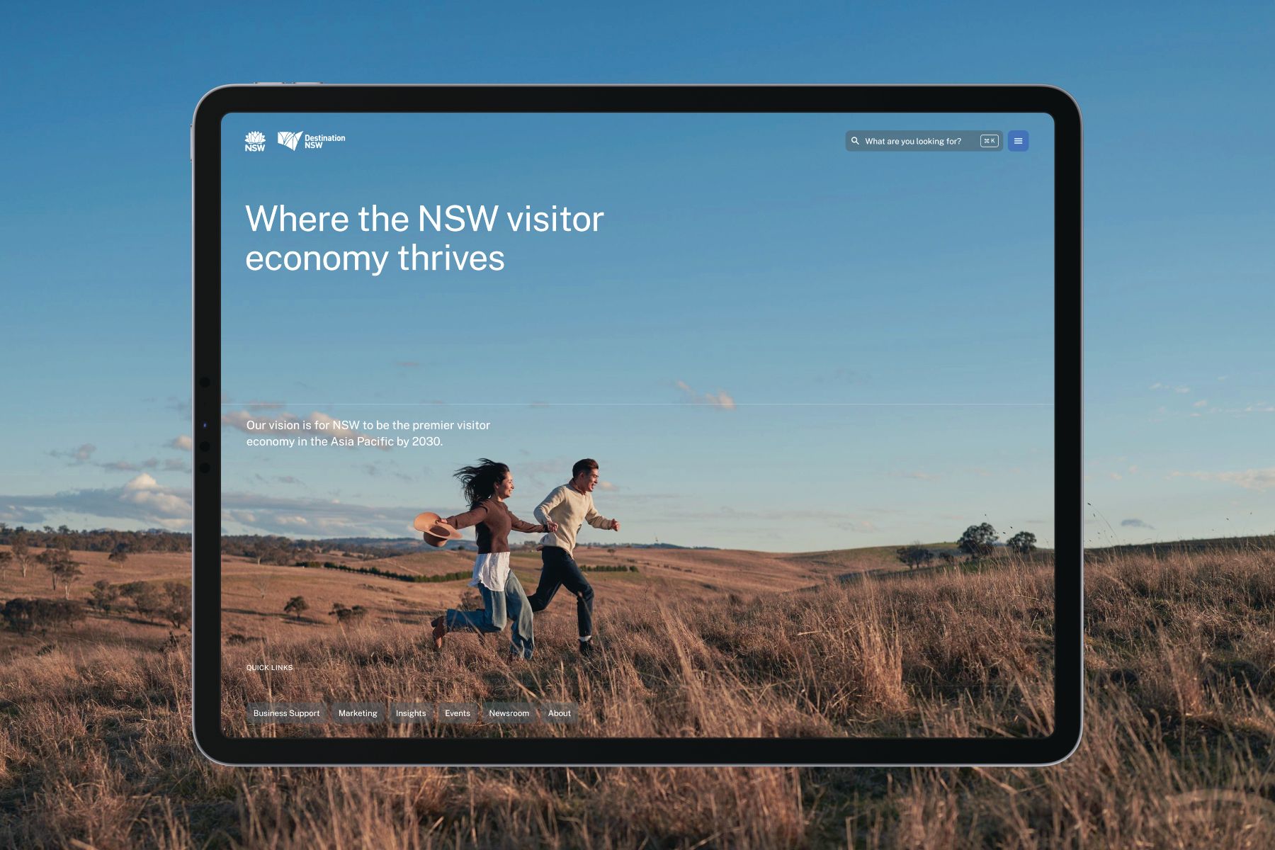Destination NSW corporate website homepage