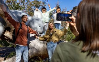 Family enjoying a visit to the Koala Sanctuary Port Stephens, One Mile.