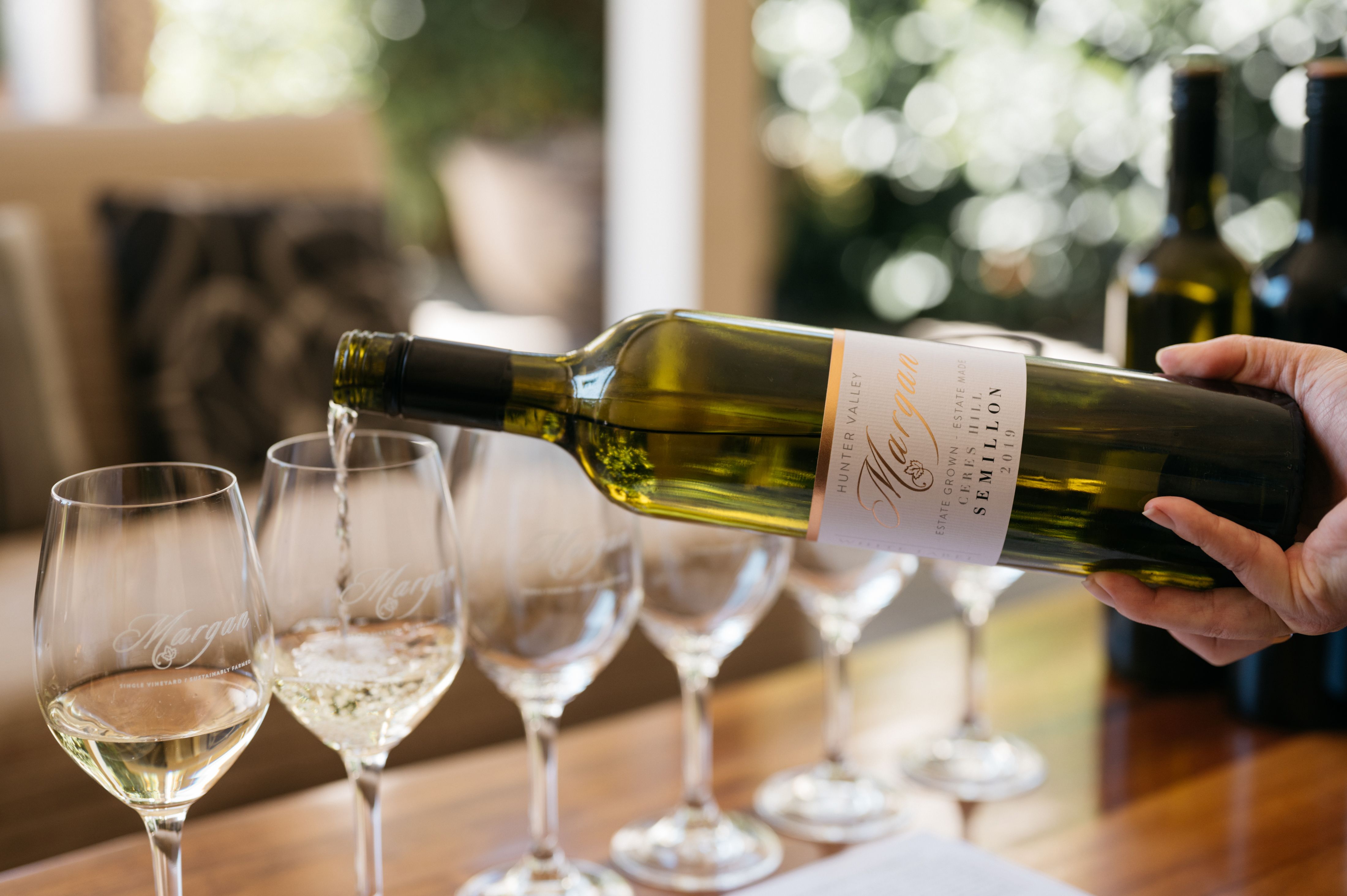 Hand pouring Margan wine