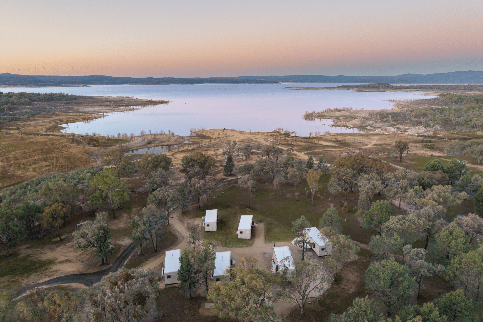 Aerial view of Copeton Bunkhouse