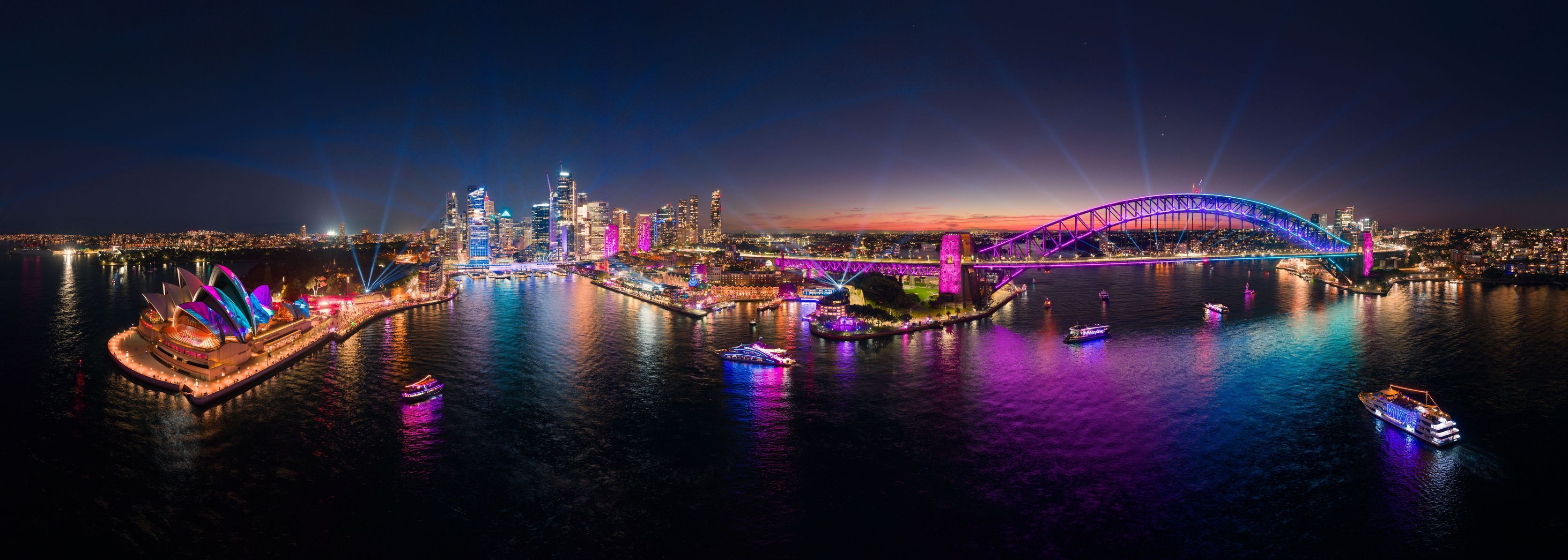 Aerial view of Vivid Sydney 2026
