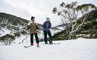 Two people skiing 