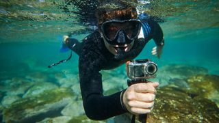 Visitor enjoying underwater ecotourism experience