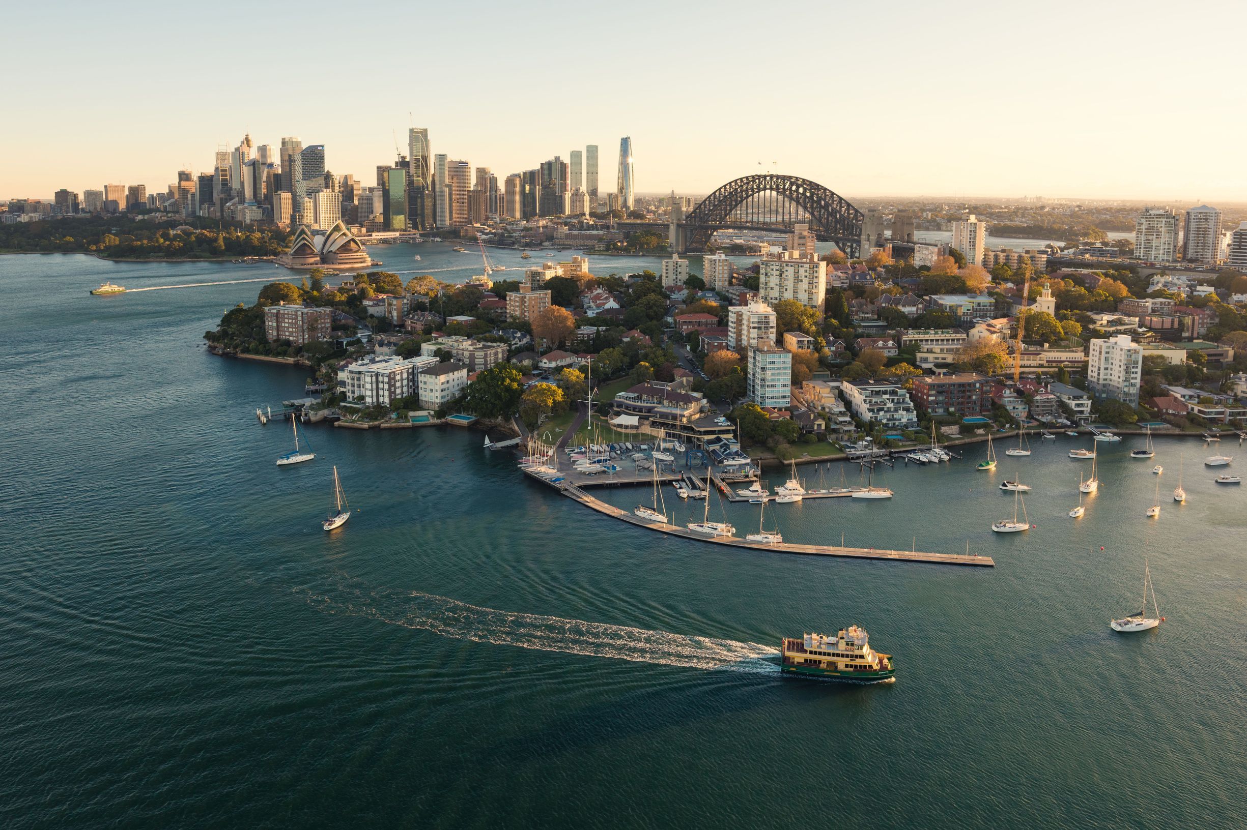 Aerial view over the iconic Sydney Harbour