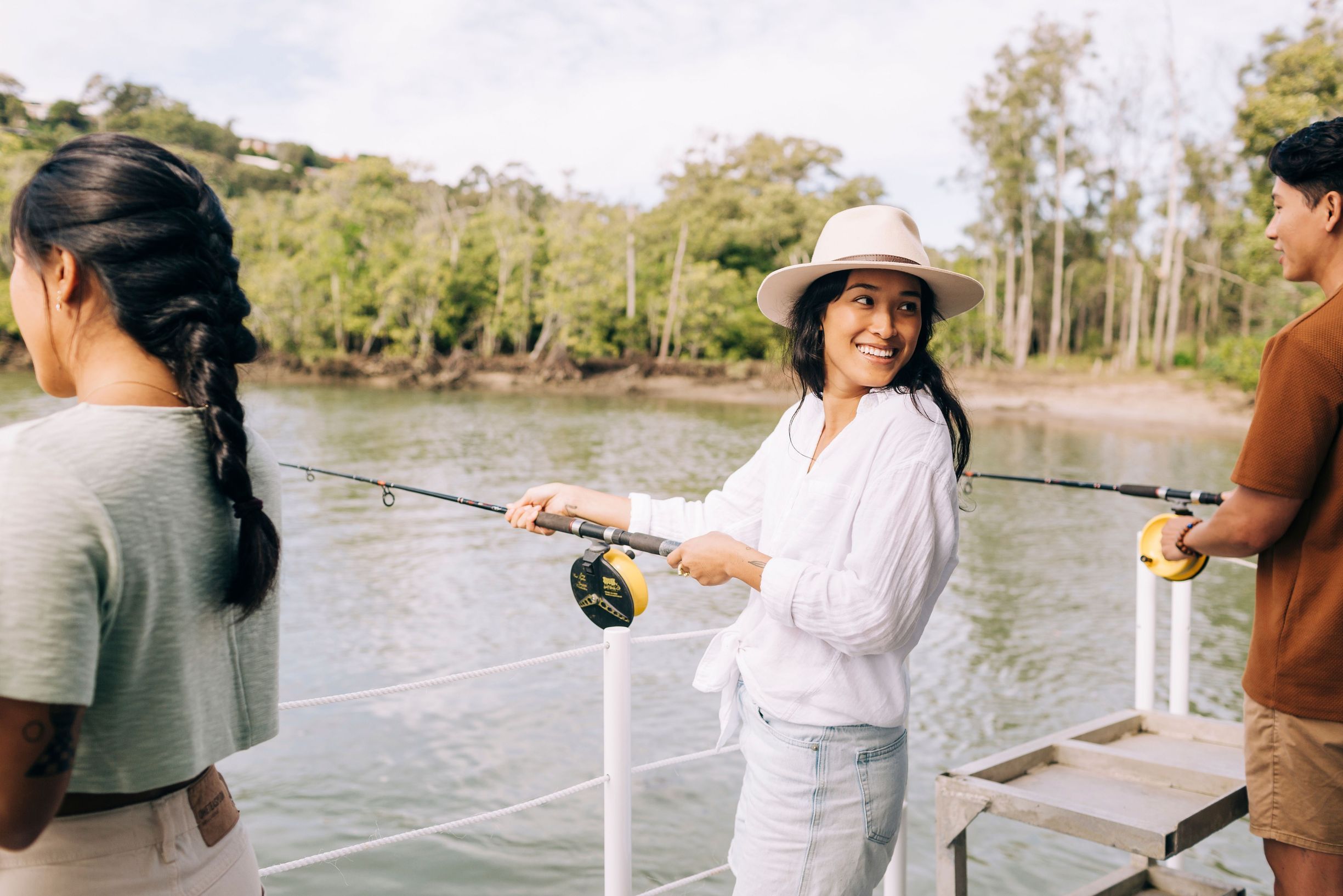Woman fishing at Tweed Heads