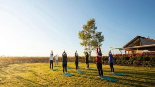 Group wellness activity at Yarran Wines