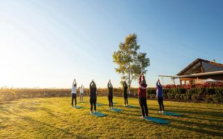 Group wellness activity at Yarran Wines