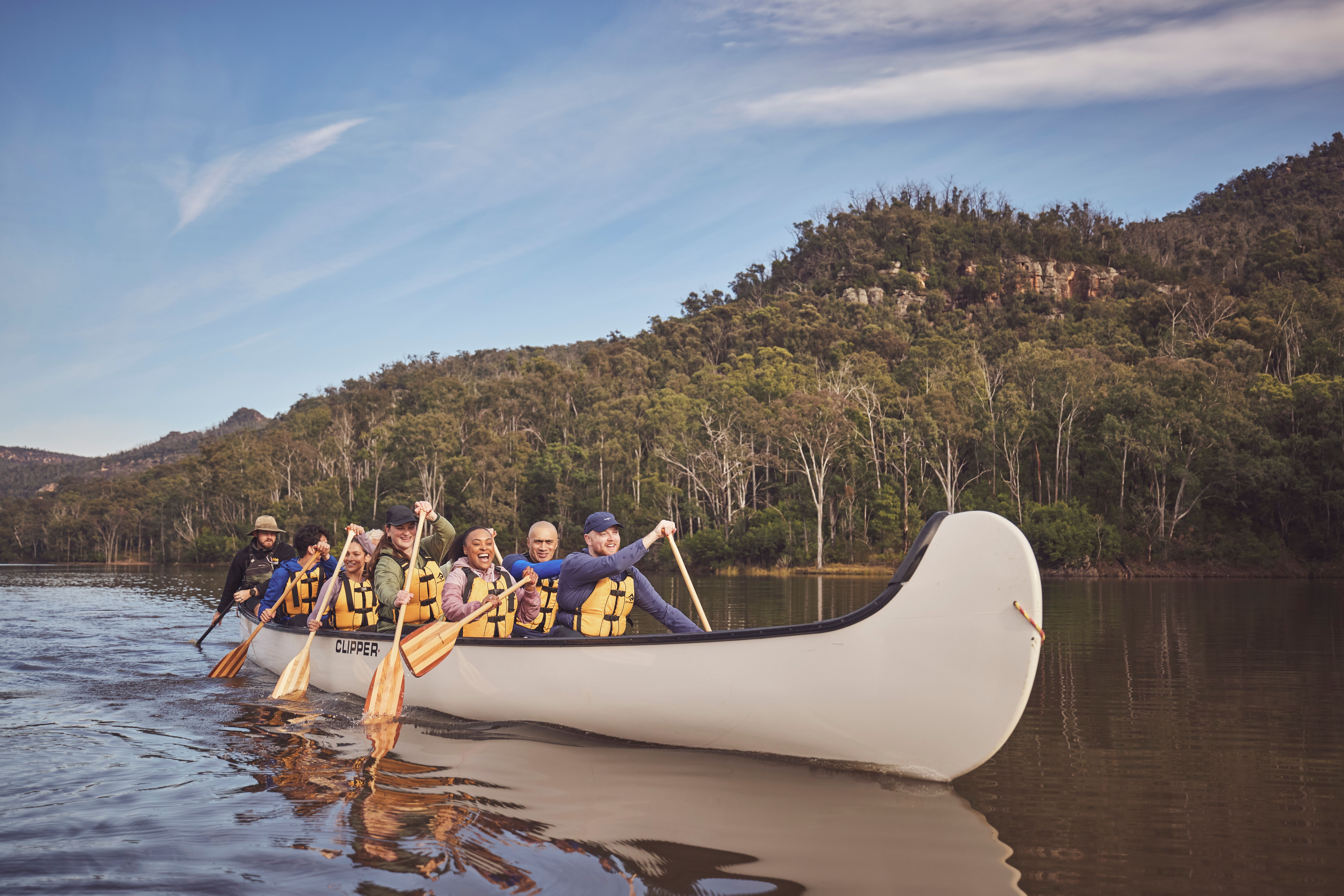 Group of people canoeing in Kangaroo Valley