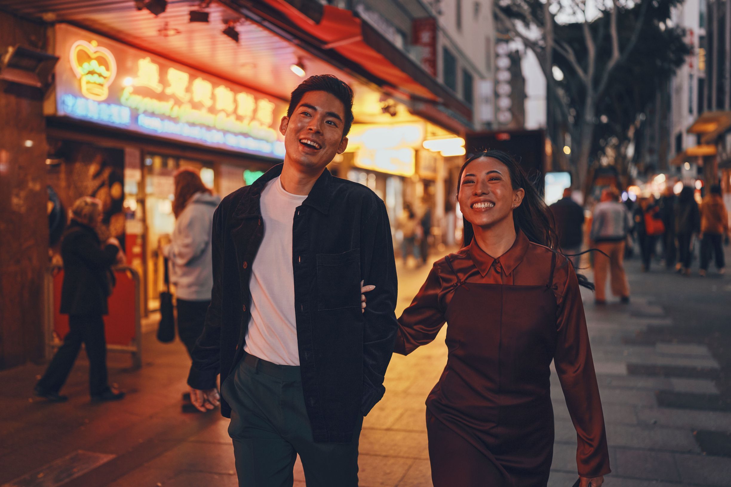 Couple explores Chinatown in Sydney's Haymarket