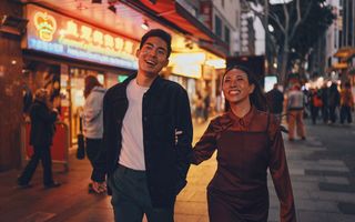 Couple explores Chinatown in Sydney's Haymarket