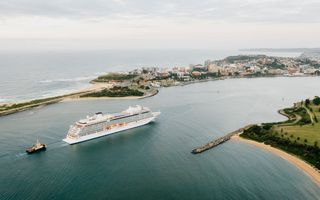 Cruise ship sailing into Port of Newcastle