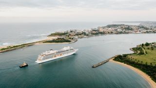 Cruise ship sailing into Port of Newcastle