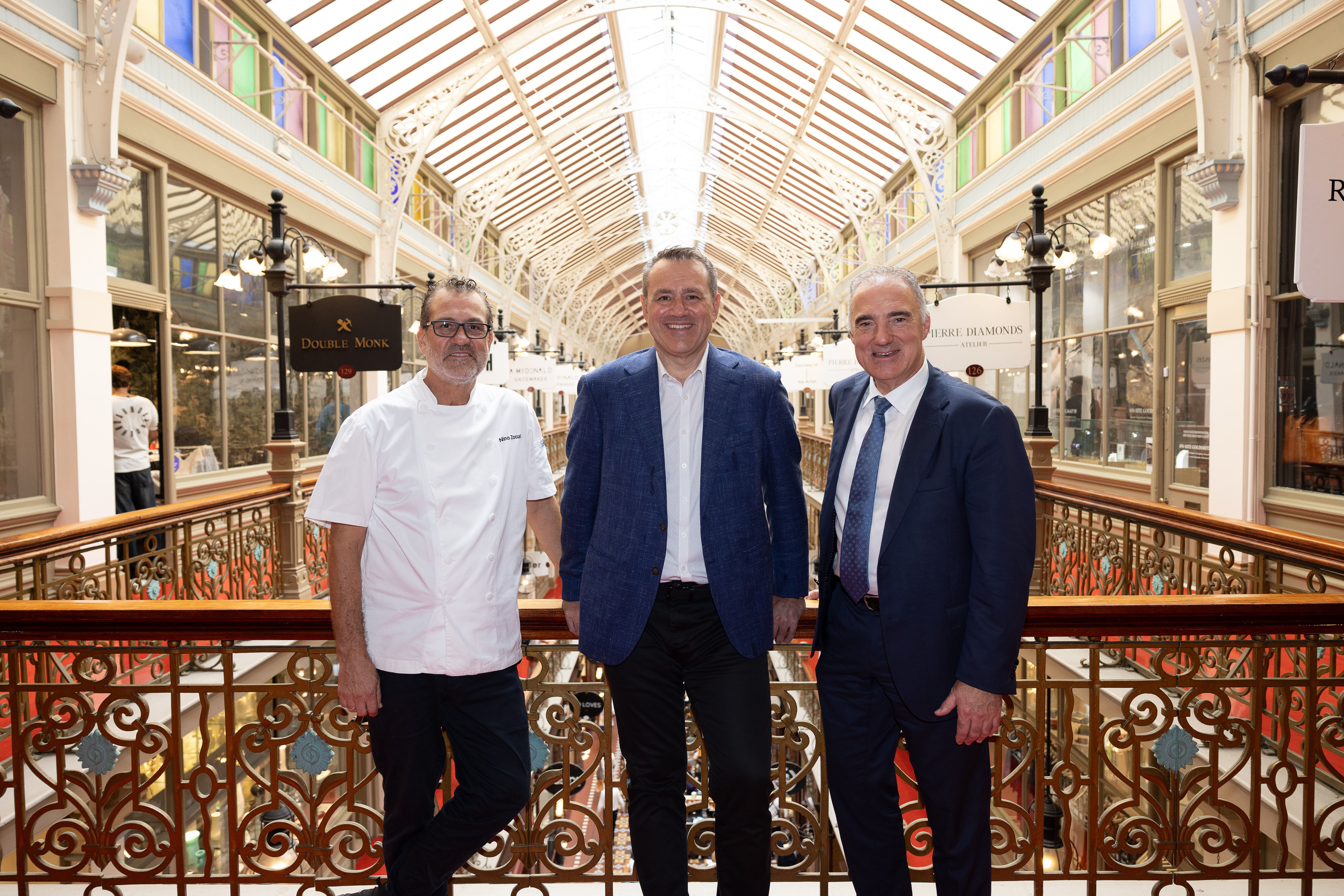 Nino Zoccali, Steve Kamper and Paul Nicolaou in the Strand Arcade