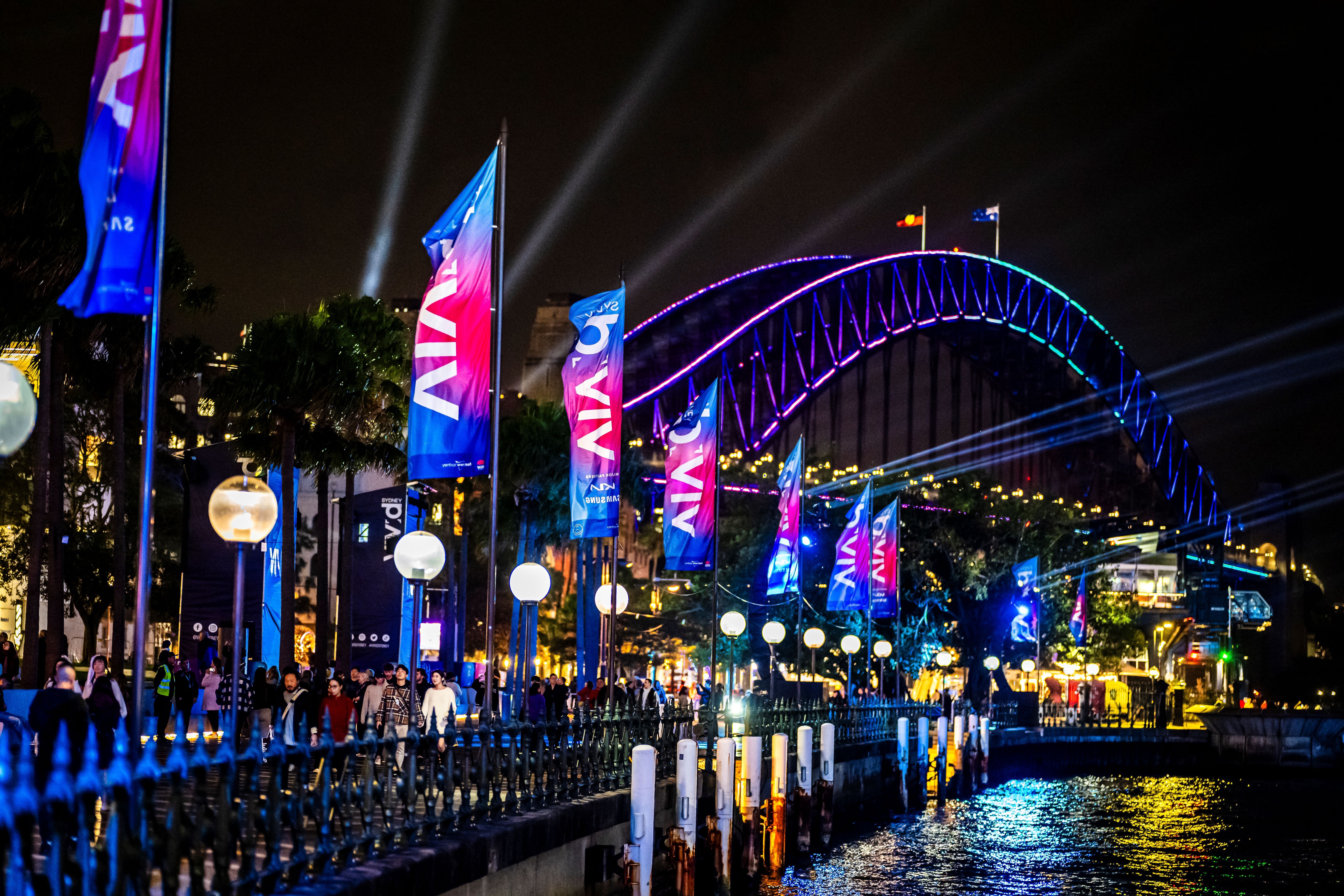 Vivid Sydney flags at Circular Quay