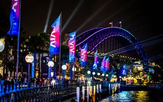 Vivid Sydney flags at Circular Quay