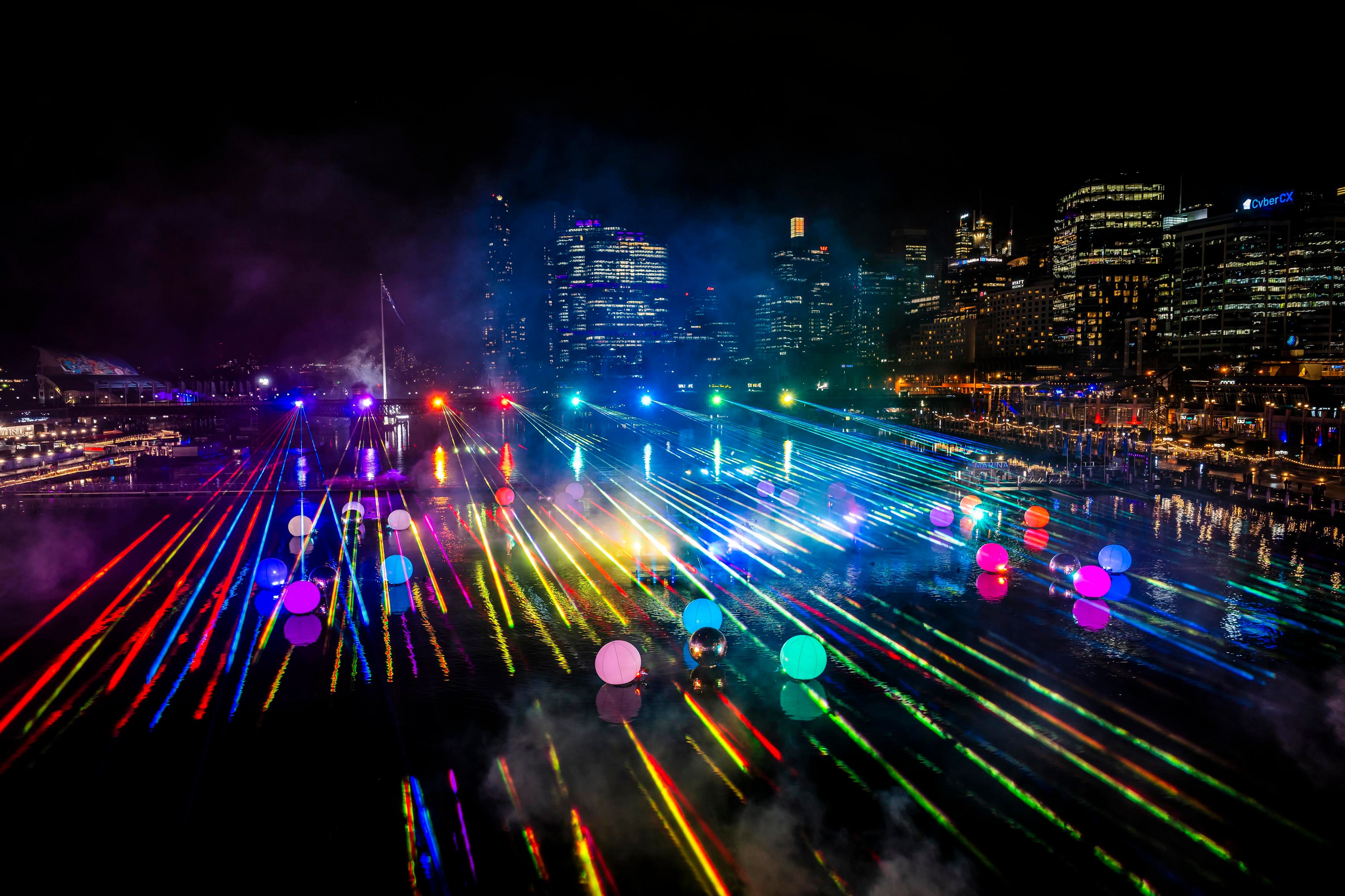 Laser Lightfall installation at Vivid Sydney