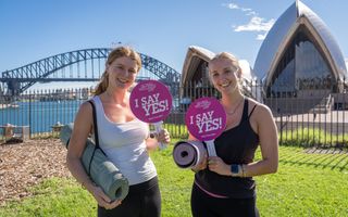 Women celebrating Global Wellness Day at Sydney Opera House