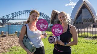 Women celebrating Global Wellness Day at Sydney Opera House