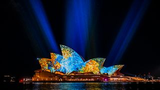 Sydney Opera House lit up during Vivid Sydney 2026