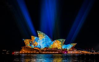 Sydney Opera House lit up during Vivid Sydney 2026