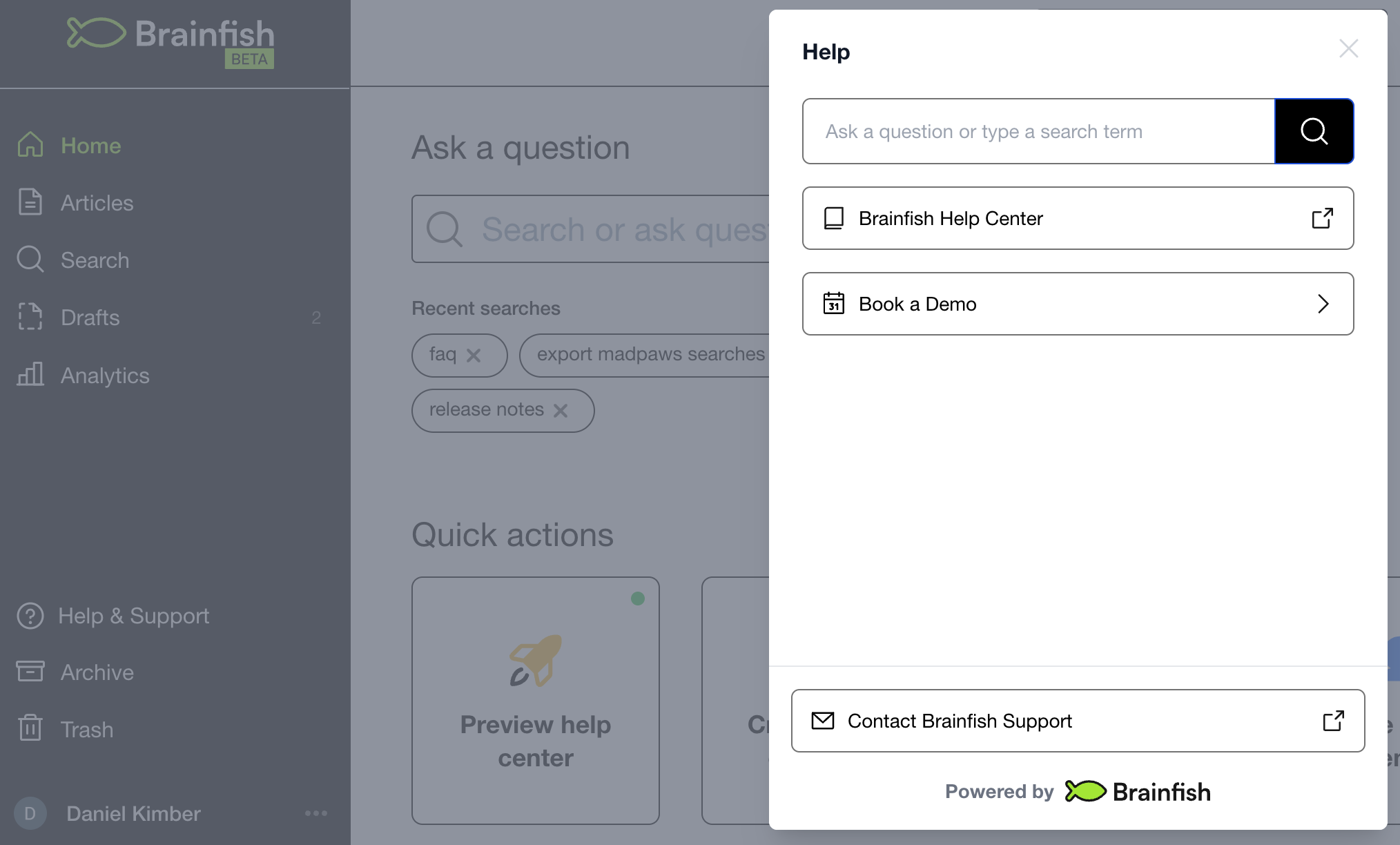 In-app support widgets