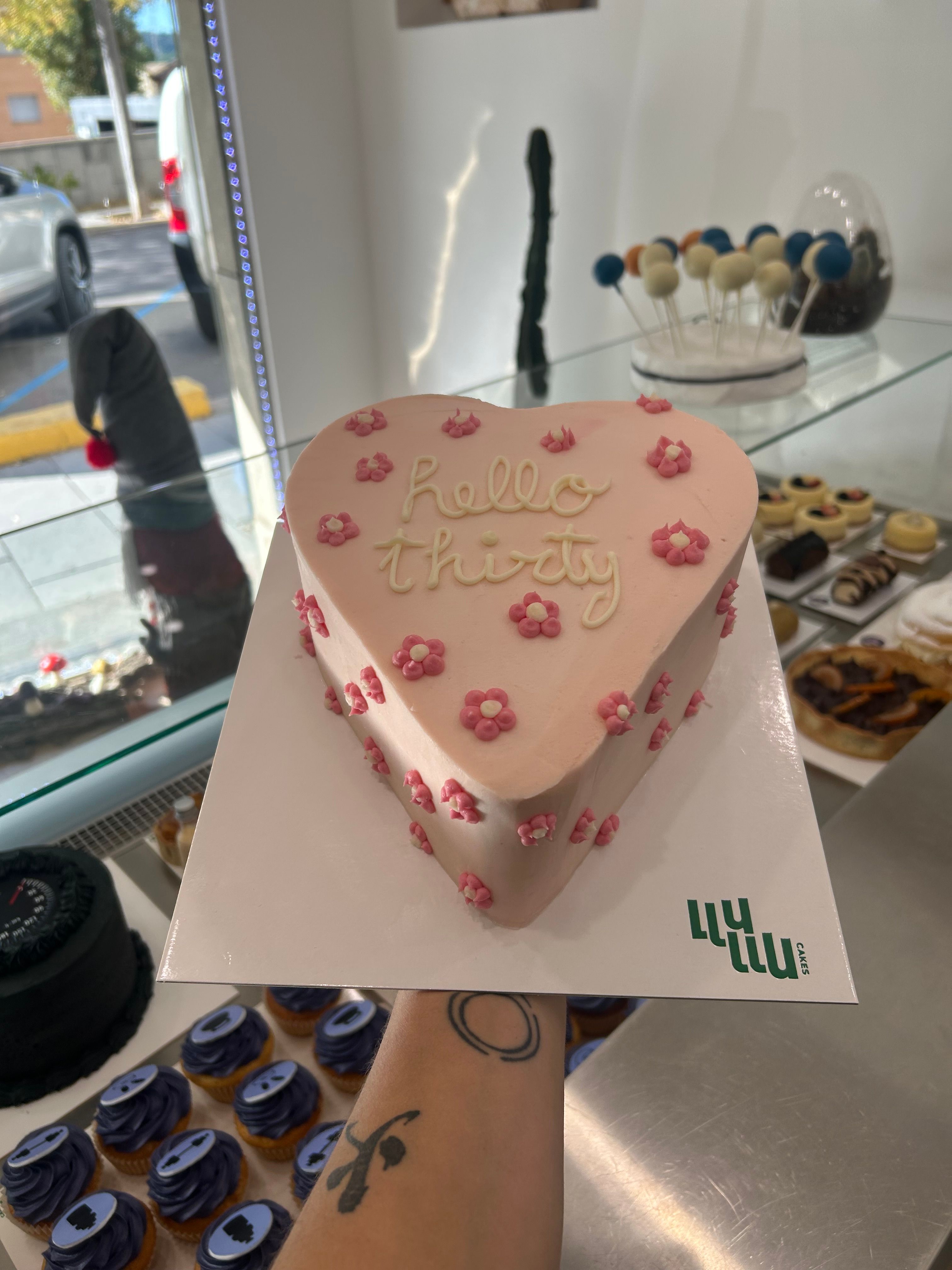 Pastel corazon rosa 