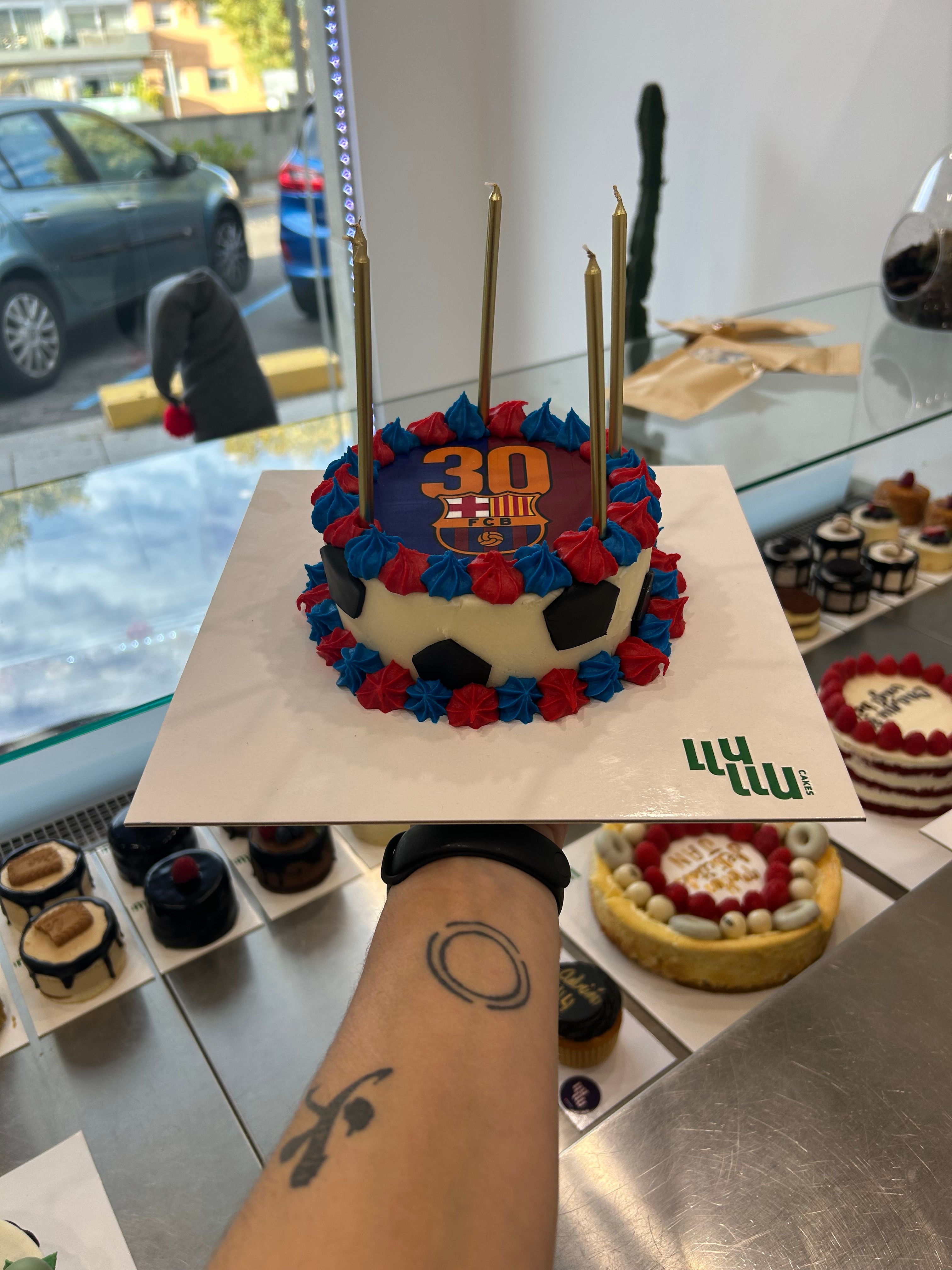 Pastel barça FCB 30 años pequeño bonito blau grana 