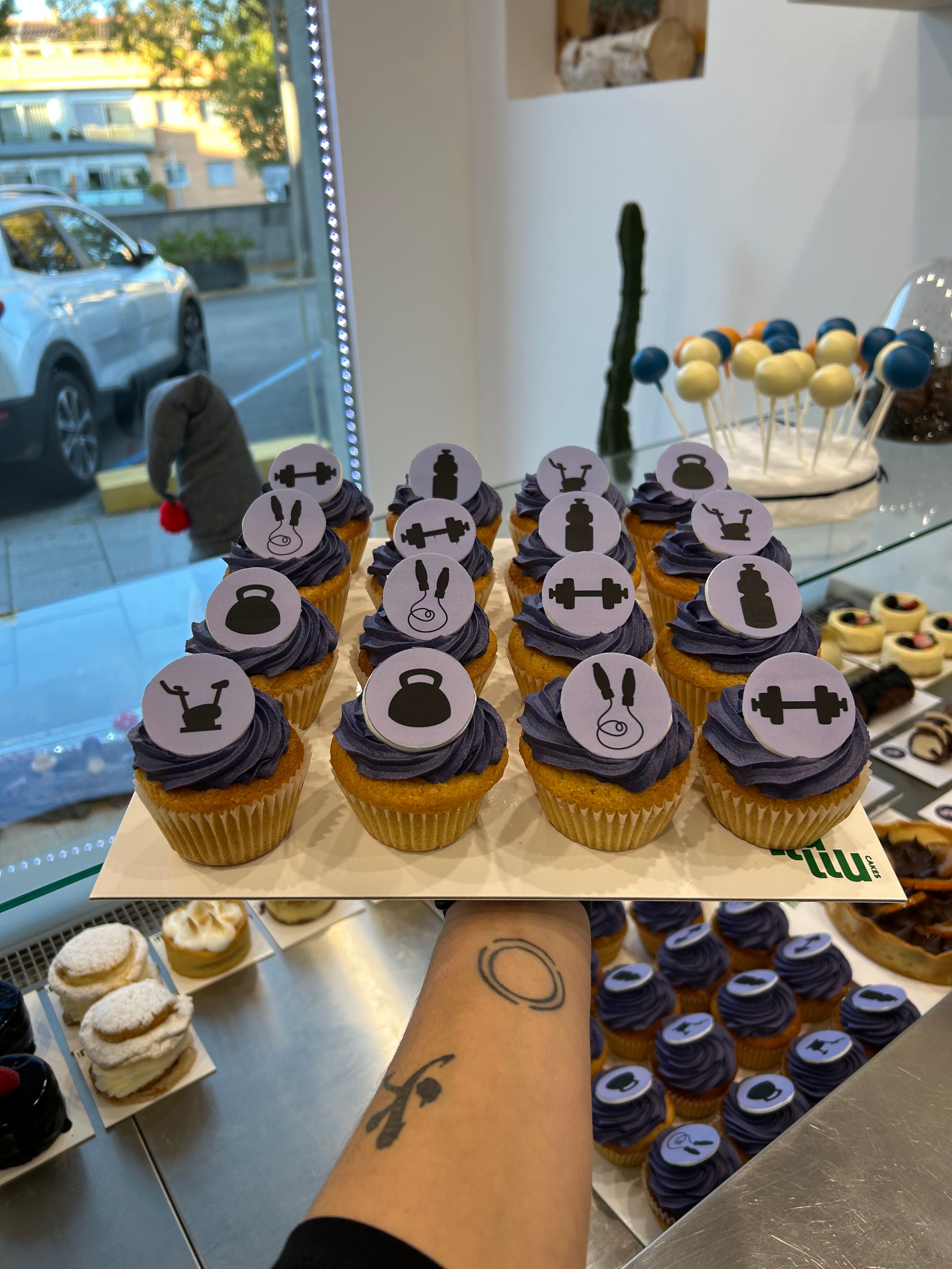 Cup cakes gym lila morado gimnasio