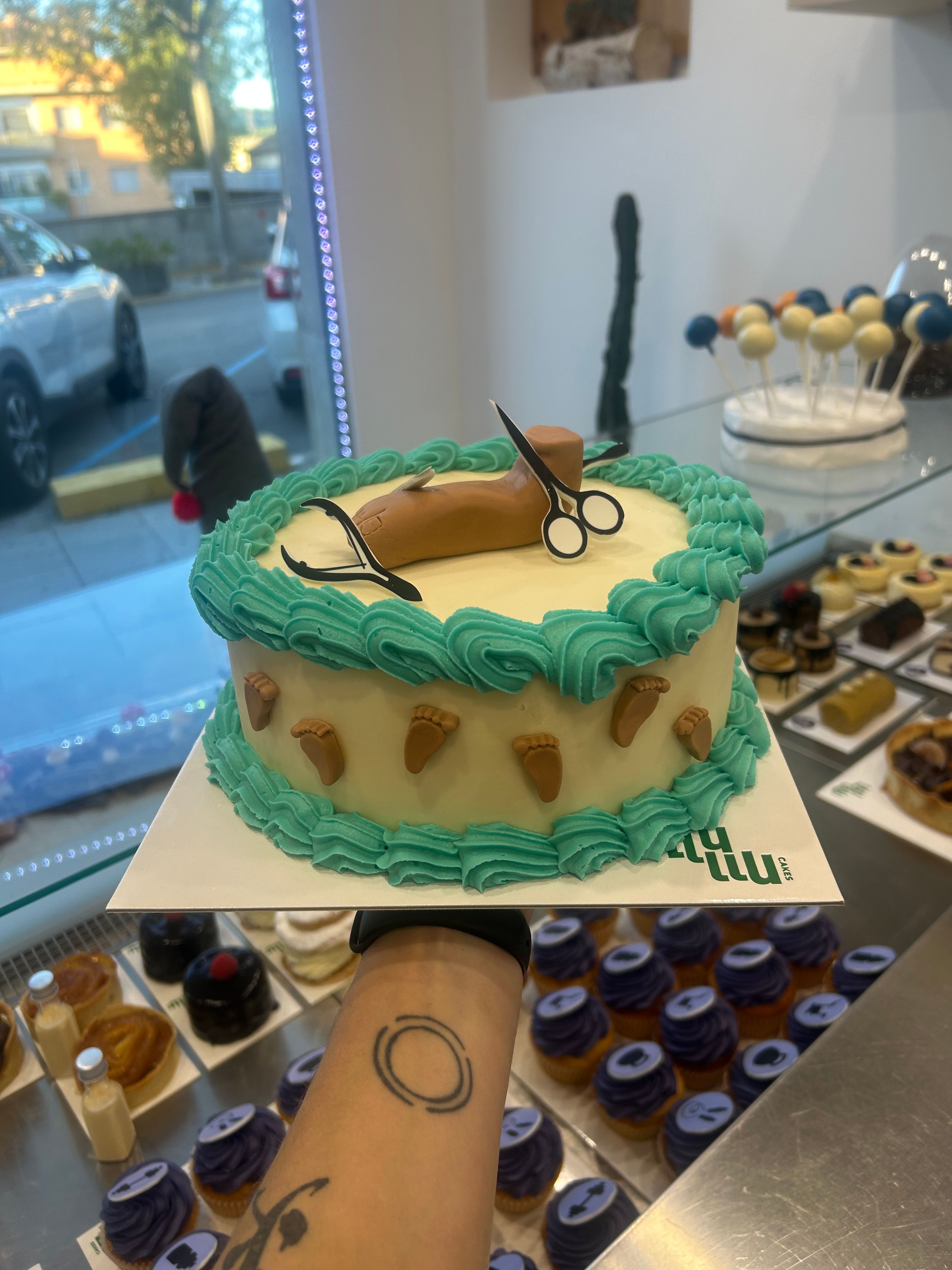 Pastel podologo pies pastel pies azul Y