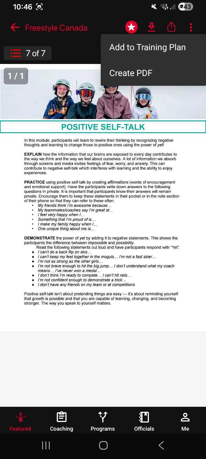 Select Add to Training Plan