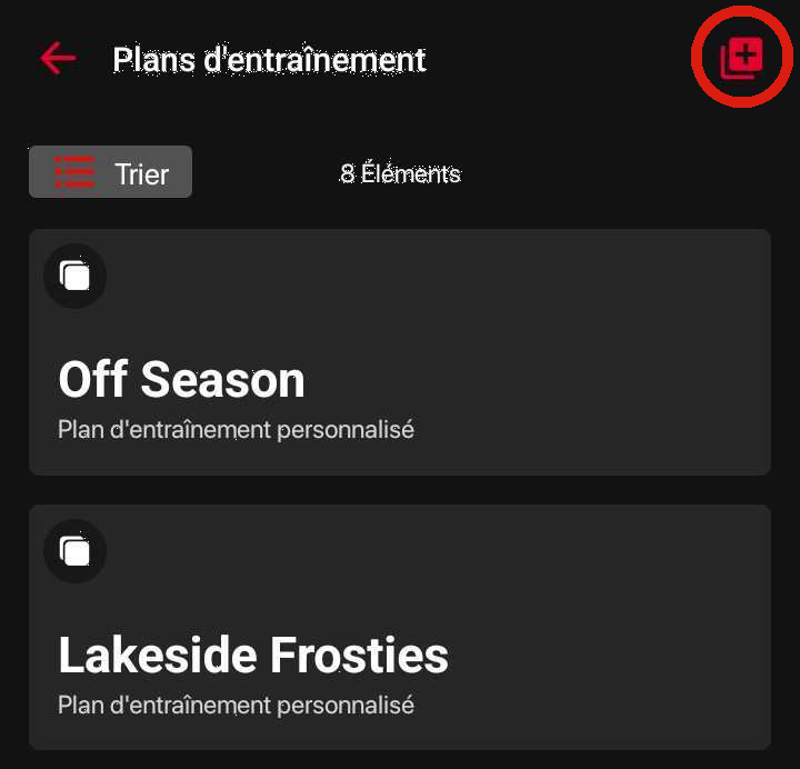 Appuyez sur le bouton rouge plus