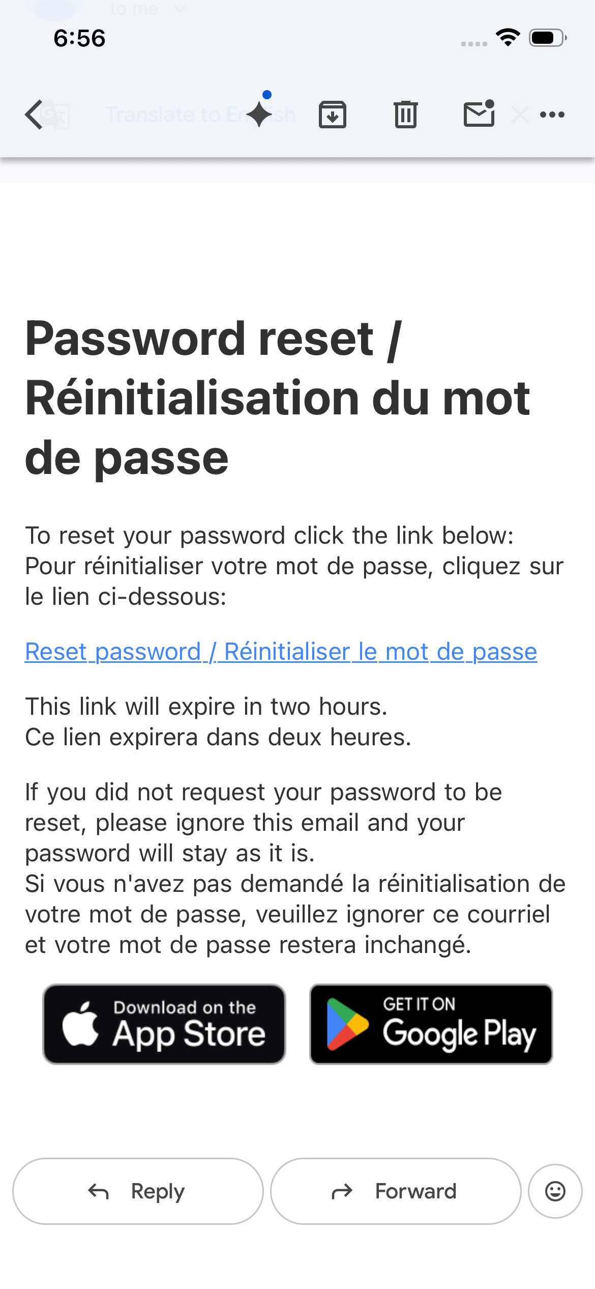 Reset Password Email