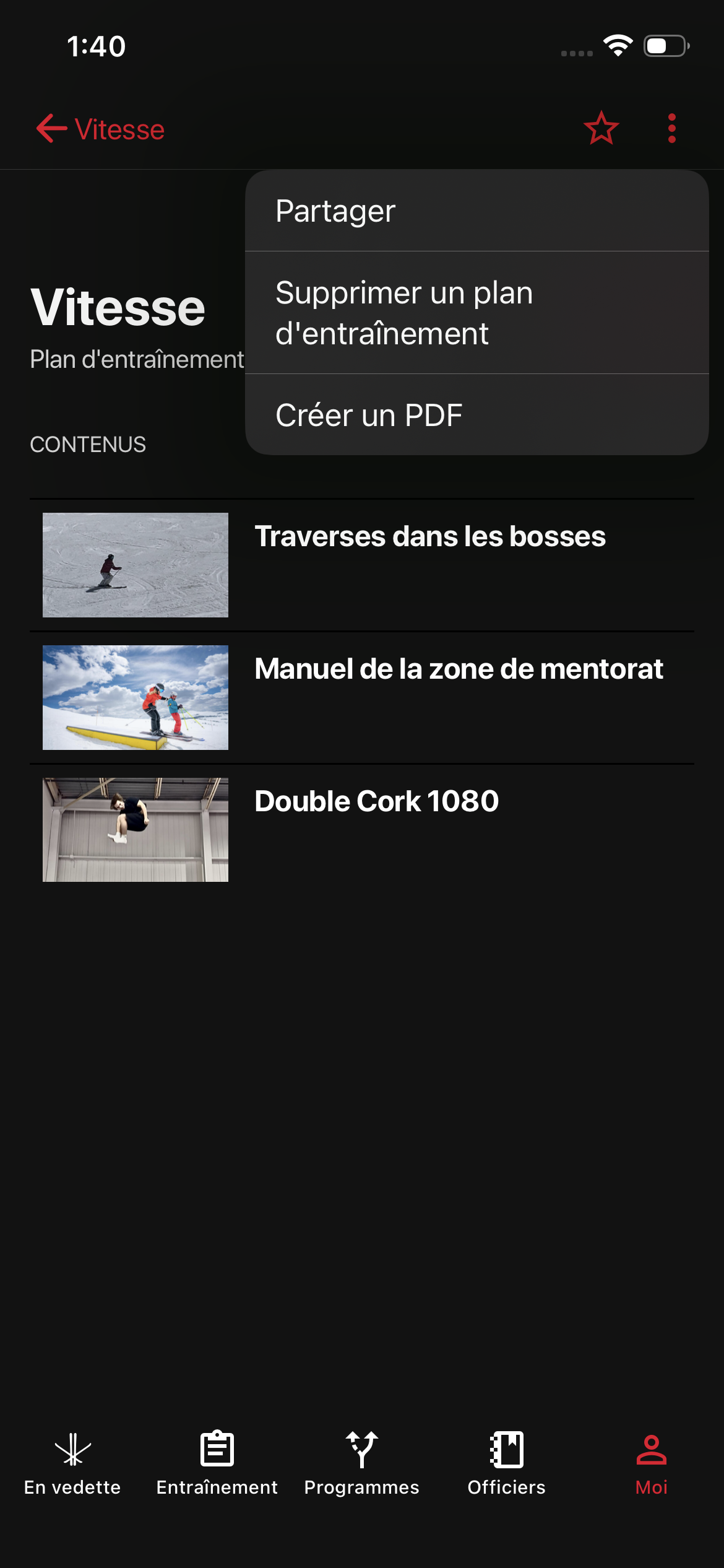 Supprimer un plans d’entraînement