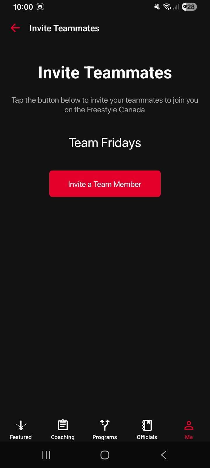 Press Invite Team Mate Button